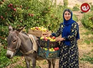 ببینید| غذای روستایی در ایران؛ پخت کیک با سیب های تازه باغ