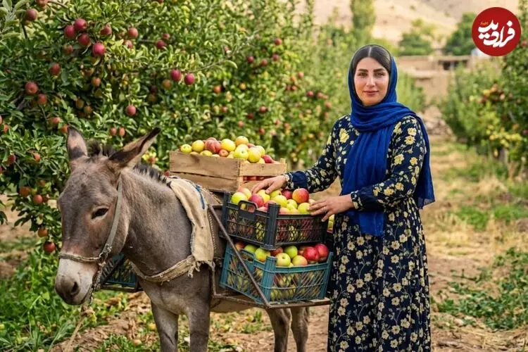 ببینید| غذای روستایی در ایران؛ پخت کیک با سیب های تازه باغ