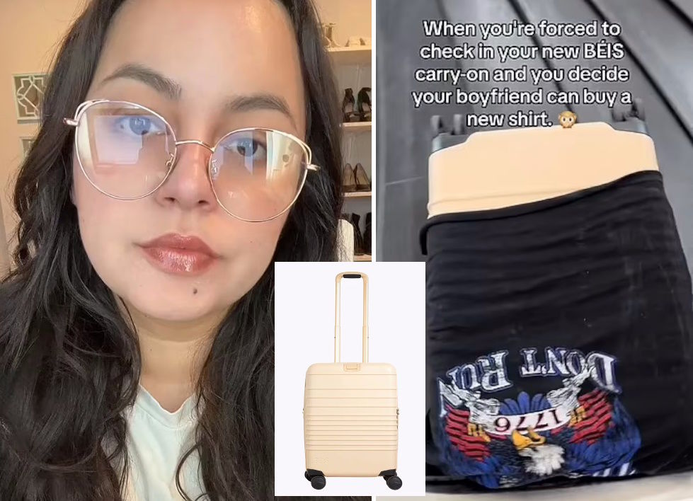 حمله کاربران به زنی که برای محافظت از چمدان ۲۰۰ دلاری جدیدش تیشرت نامزدش را فدا کرد