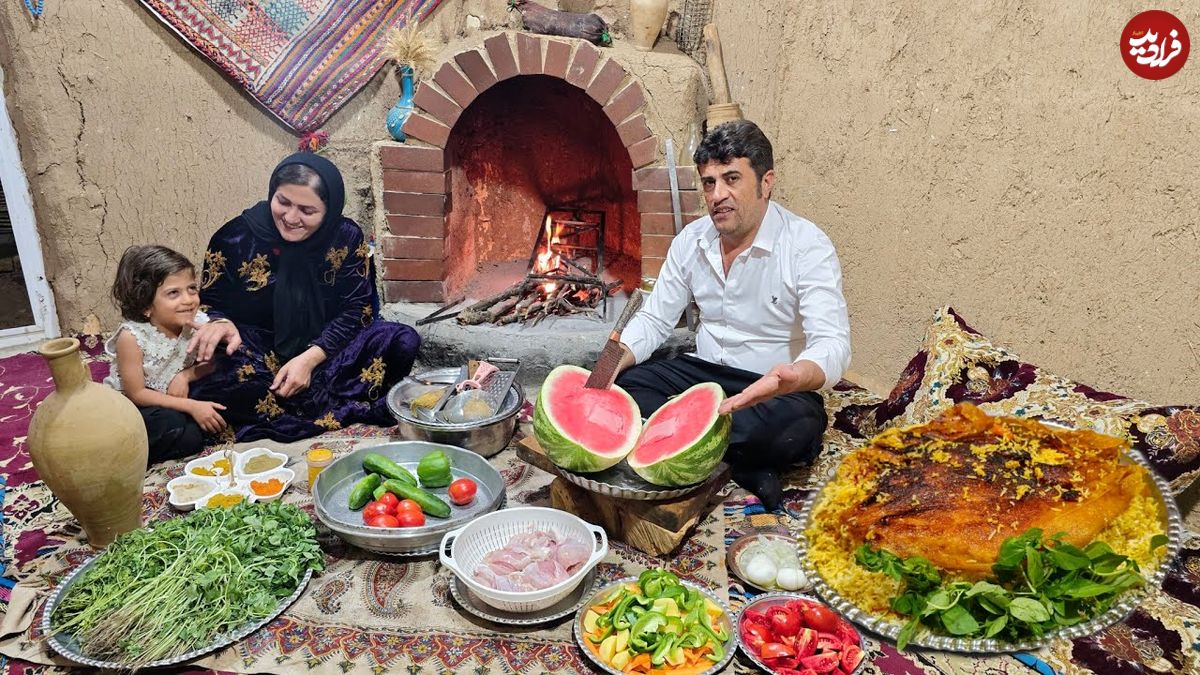 ببینید؛ غذای روستایی در ایران؛ پخت یک غذای سنتی با مرغ
