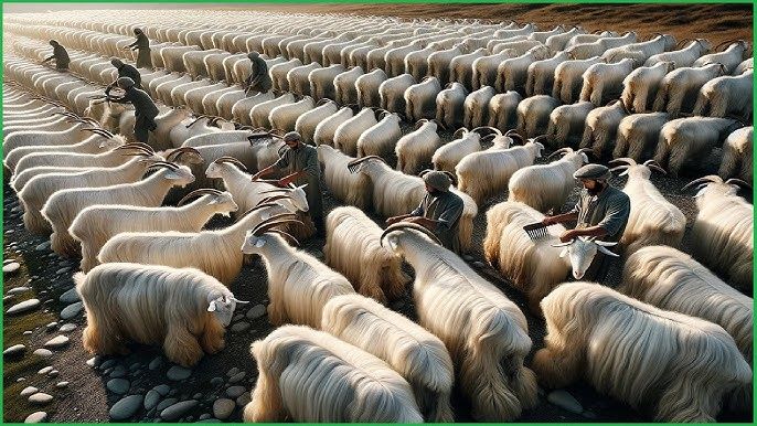 (ویدئو) مراحل پرورش و برداشت پشم هزاران بز توسط مغولستانی ها؛ فرآوری پشم بز در کارخانه