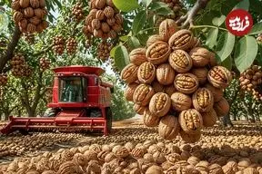 ببینید| چگونه هزاران تن گردو برداشت و فرآوری می کنند؟