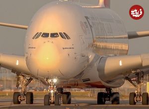 ببینید؛ لحظه تیک آف هواپیمای ایرباس A380 امارات؛ بزرگترین هواپیمای جهان