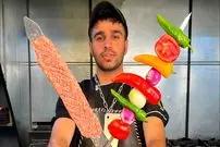 ببینید| غذای خیابانی در ایران؛ تهیه کباب بناب با گوشت بره و گوساله