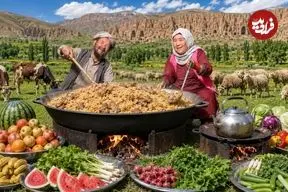 ببینید| غذای روستایی در افغانستان؛ پخت قابلی پلوی پرطرفدار توسط زوج مسن