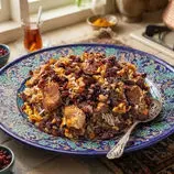 طرز تهیه رب پلو شیرازی با مرغ، گردو و رب انار