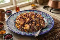 طرز تهیه رب پلو شیرازی با مرغ، گردو و رب انار