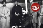عکس| سفر به عصر قاجار؛ ناصرالدین شاه و درباریان در حیاط خانۀ صدراعظم
