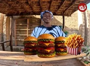 ببینید| غذای روستایی در کنیا؛ پخت همبرگر دودی در بشکه