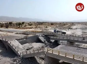 تصاویر هوایی از حمله موشکی آمریکا به پل‌های بندرخمیر