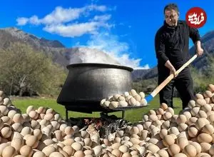 ببینید| غذای روستایی در آذربایجان؛ پخت صدها تخم مرغ و تهیه ترشی با آنها در طبیعت