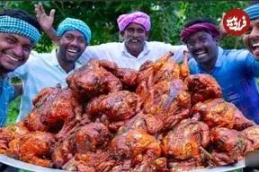 ببینید| غذای روستایی در هند؛ پخت مرغ بریان در جنگل