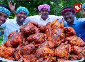 ببینید| غذای روستایی در هند؛ پخت مرغ بریان در جنگل