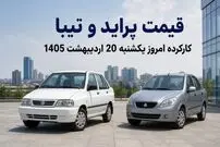 قیمت پراید و تیبا کارکرده امروز یکشنبه 20 اردیبهشت 1405