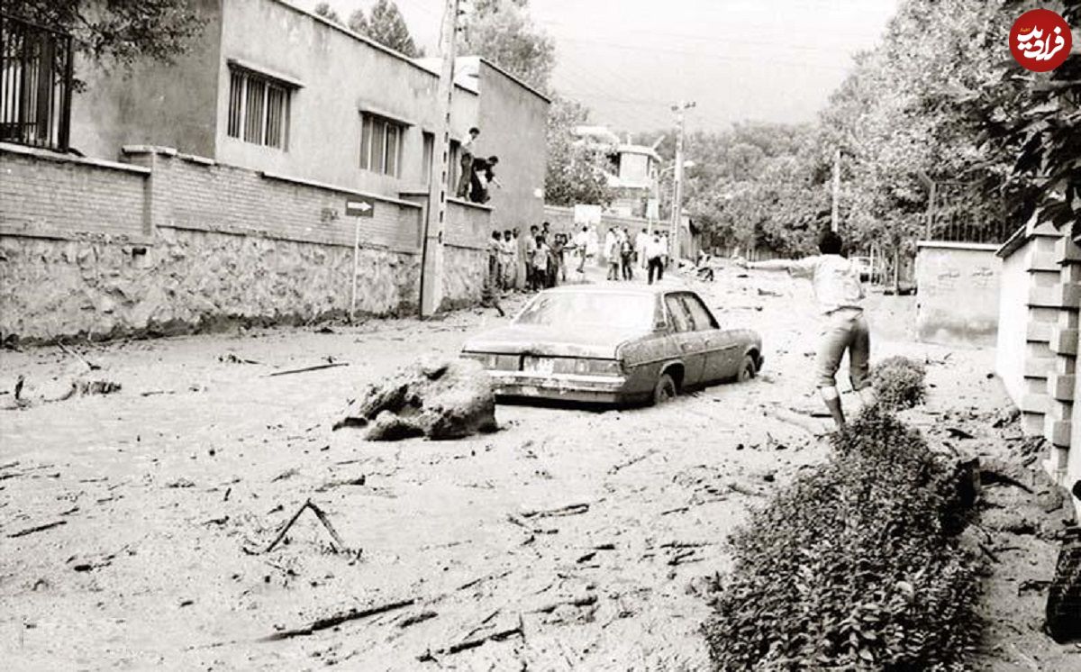 (عکس) سفر به ایران قدیم؛ روز تلخ تهران؛ تصویری از سیل تجریش در تابستان ۱۳۶۶