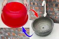 (ویدئو) چگونه با تشت و سیمان یک کاسه روشویی زیبا برای توالت بسازیم؟