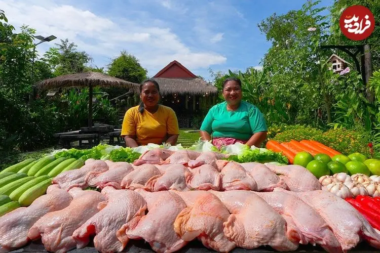 ببینید| غذای روستایی در سنگاپور؛ پخت یک غذای سنتی با مرغ در طبیعت زیبای روستا