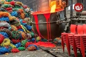 ببینید| فرآیند بازیافت ضایعات پلاستیکی و تولید صندلی با آن در پاکستان