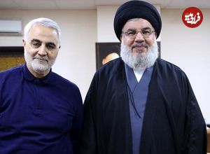 عکس؛ سفر به تاریخ؛ نوۀ خردسال «سید حسن نصرالله» در آغوش پدربزرگ؛ سال 1402