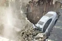 (ویدئو) ریزش هولناک ساختمان در پی تصادف دو خودرو