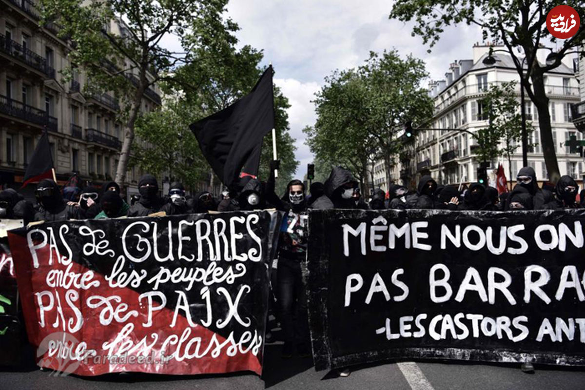 تصاویر/ معترضان فرانسوی چند پلیس را به‌آتش کشیدند