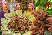 ببینید| غذای روستایی در سنگاپور؛ کباب کردن مرغ روی آتش و تهیه سالاد پاپایا