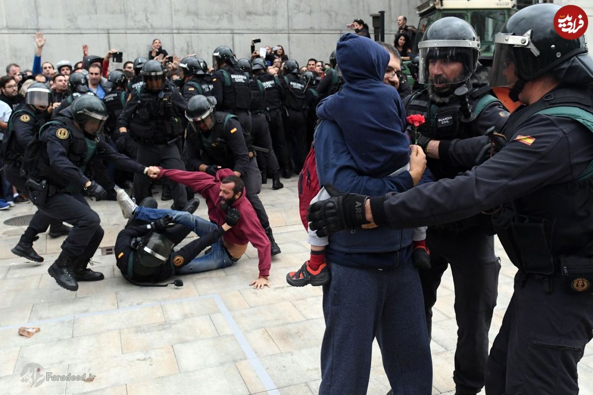 تصاویر/ خشونت‌های انتخاباتی در کاتالونیا