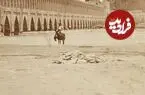 عکس| سفر زمان؛ یک مرد اصفهانی سوار بر الاغ در کنار سی و سه پل؛ 135 سال قبل