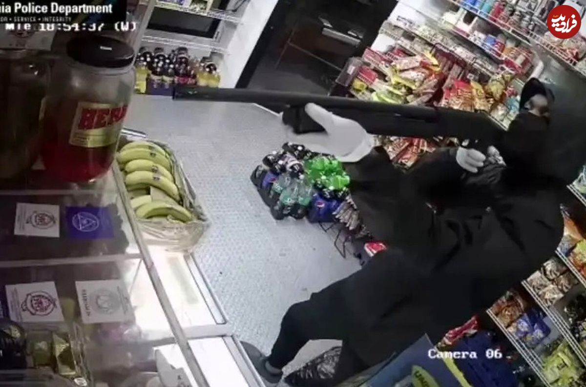 (ویدئو) تلاش برای سرقت از سوپرمارکت با شات‌گان!