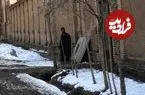 عکس| سفر به تهران قدیم؛ تصویر رنگی‌شده از یک خیابان برفی در تهران عهد قاجار