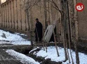 عکس| سفر به تهران قدیم؛ تصویر رنگی‌شده از یک خیابان برفی در تهران عهد قاجار