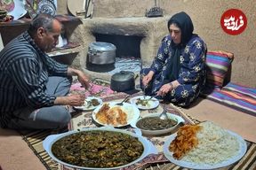 ببینید؛ غذای روستایی در ایران؛ پخت قورمه سبزی توسط زوج روستایی