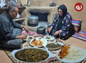 ببینید؛ غذای روستایی در ایران؛ پخت قورمه سبزی توسط زوج روستایی