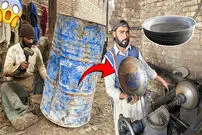 (ویدئو) مراحل بازیافت بشکه های قدیمی و ساخت ظروف سنتی 