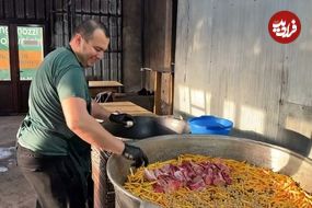 ببینید؛ غذای خیابانی در ازبکستان؛ پخت 1000 کیلو سمرقند پلو در خوارزم