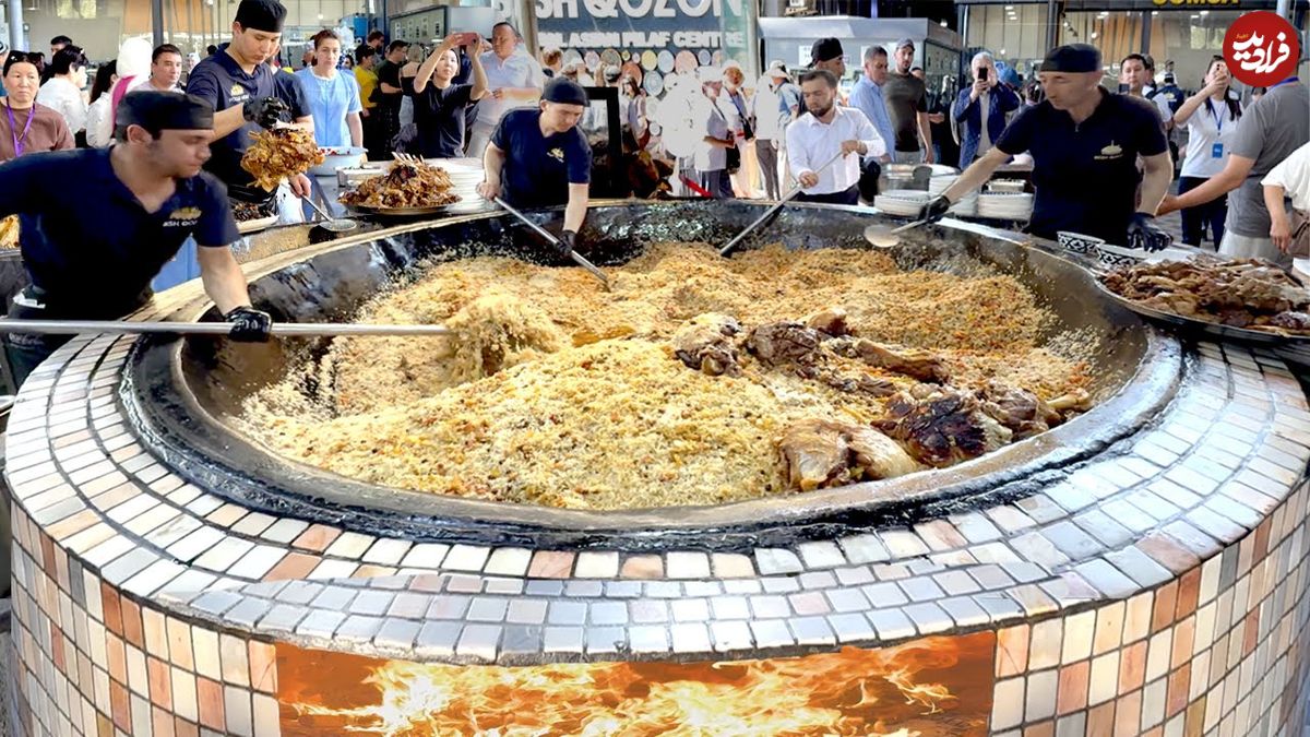 ببینید؛ غذای خیابانی در ازبکستان؛ پخت 5000 کیلوگرم ازبکی پلو در تاشکند