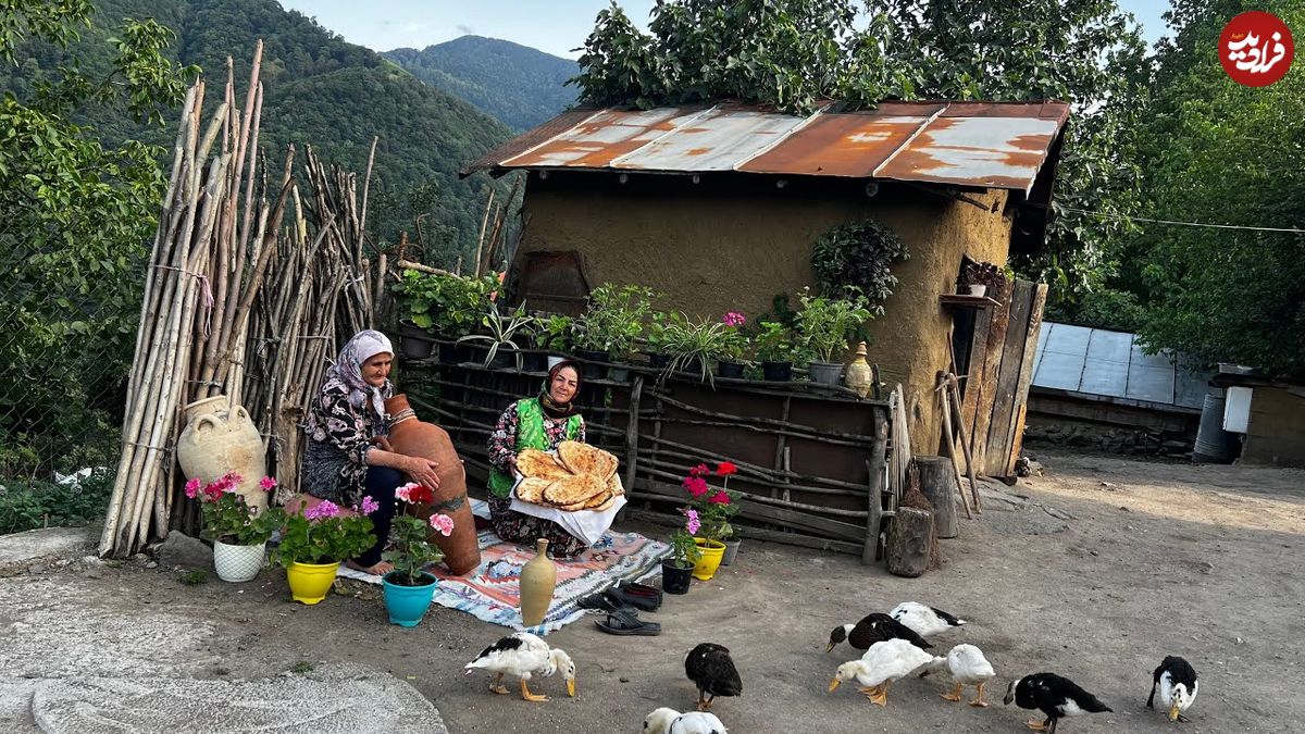 ببینید؛ غذای روستایی در گیلان؛ تهیه کره سنتی و نان تنوری در طبیعت
