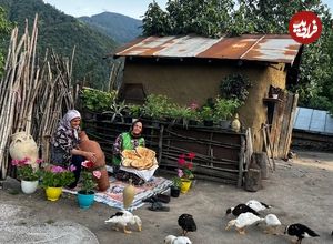 ببینید؛ غذای روستایی در گیلان؛ تهیه کره سنتی و نان تنوری در طبیعت