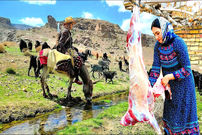 ببینید؛ غذای روستایی در ایران؛ پخت «مندی ران بره عربی» در طبیعت