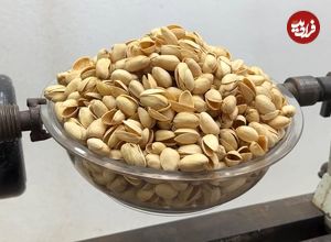 ببینید؛ نحوه ساخت یک گلدان زیبا با پوست پسته با کمک دستگاه خراطی