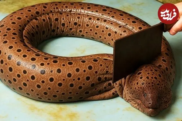 ببینید| غذای خیابانی در ژاپن؛ صید، برش و تهیه غذاها با مارماهی مورای غول پیکر در اوکیناوا