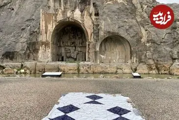 نماد «سپر آبی» در تاق‌بستان کرمانشاه نصب شد