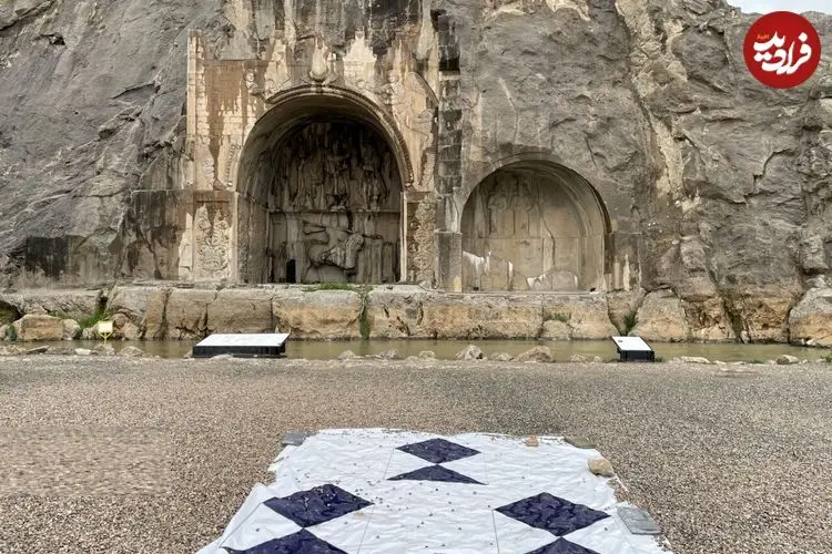 نماد «سپر آبی» در تاق‌بستان کرمانشاه نصب شد