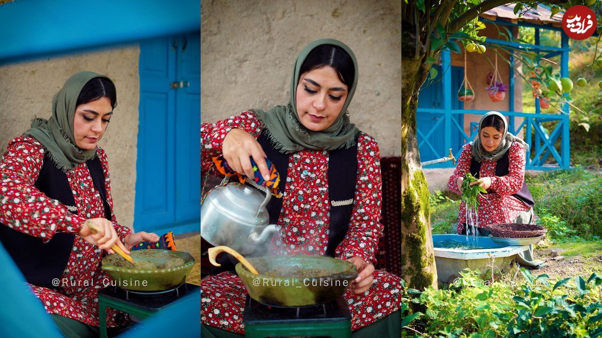 ببینید؛ غذای روستایی در ایران؛ پخت خورشت «دوبارپچ رامسری» در روستایی جنگلی