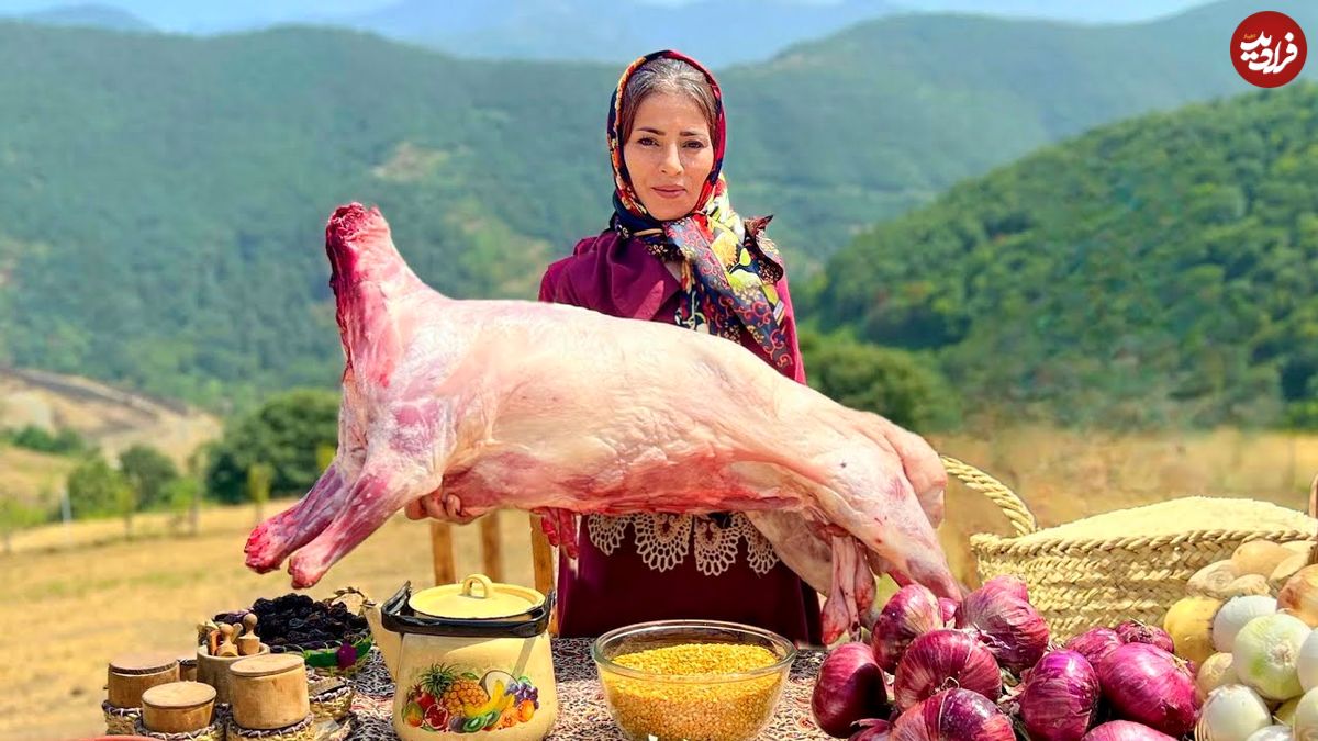ببینید؛ غذای روستایی در ایران؛ پخت خورشت قیمه اصیل با گوشت گوسفند