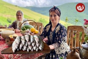ببینید؛ غذای روستایی در ایران؛ پخت پلو ماهی کبابی در روستایی زیبا