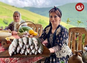 ببینید؛ غذای روستایی در ایران؛ پخت پلو ماهی کبابی در روستایی زیبا