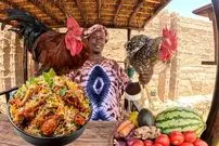 ببینید| غذای روستایی در کنیا؛ پخت یک غذای سنتی آفریقایی با برنج و مرغ