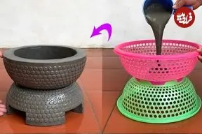 ببینید| چگونه با سبد پلاستیکی و سیمان یک گلدان زیبا درست کنیم؟