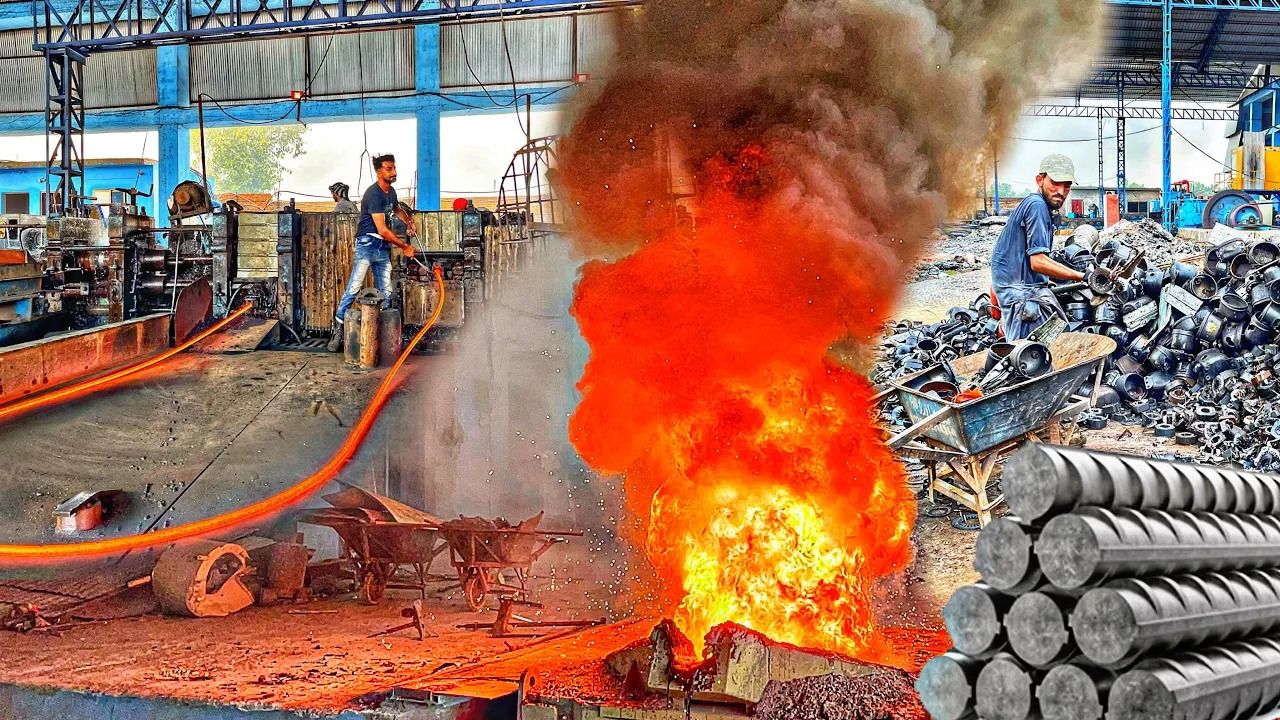 (ویدئو) فرآیند دیدنی تبدیل زباله های فولادی به میلگرد در یک کارخانه پاکستانی